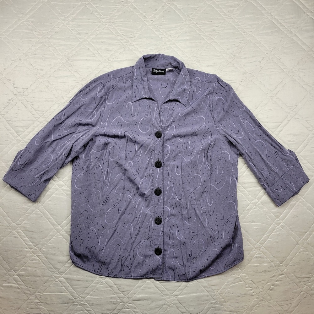 Maggie Barnes purple big button blouse size 1X